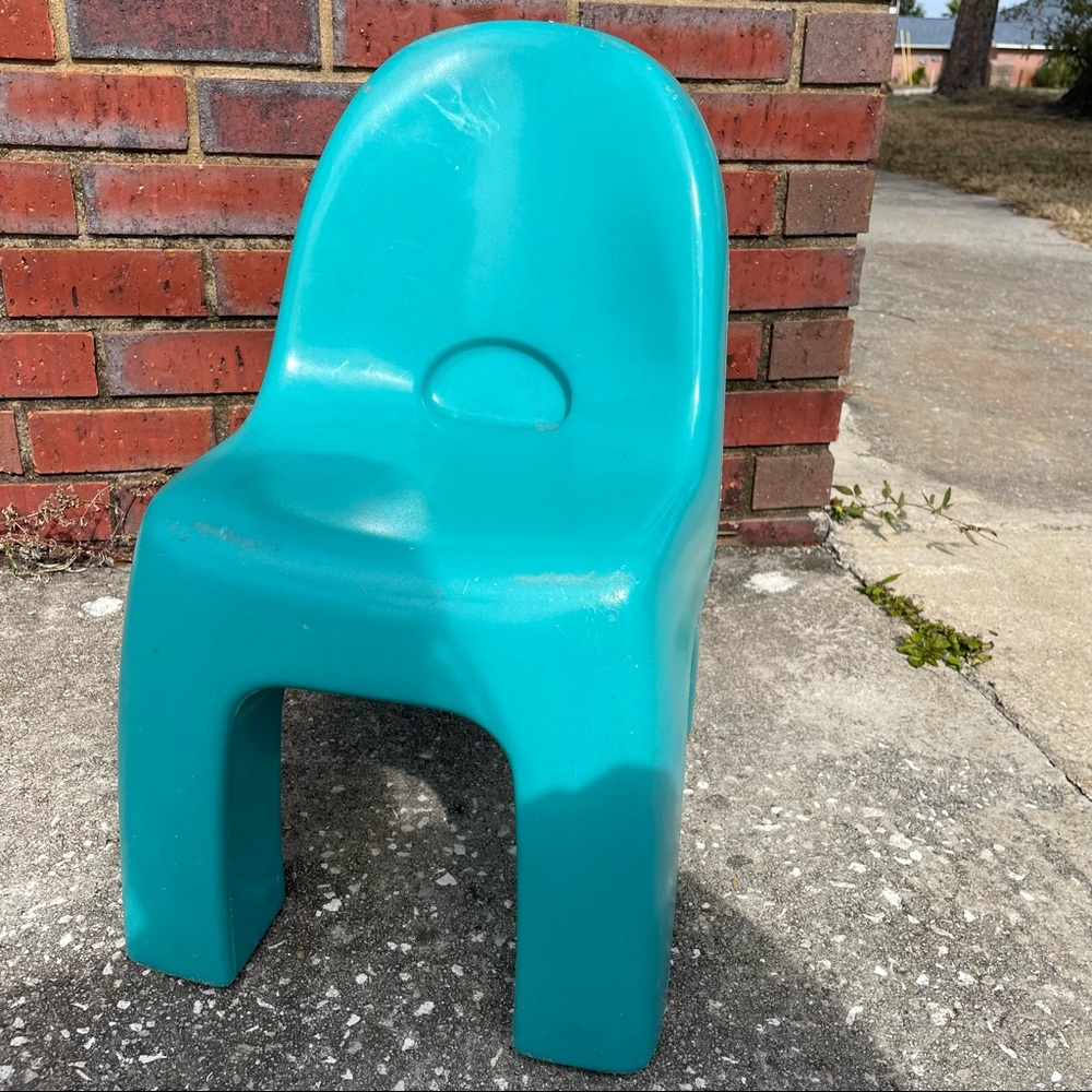 Fisher Price Vintage 1995 Green Blue Child Plastic Chunky Chair Table Playhouse